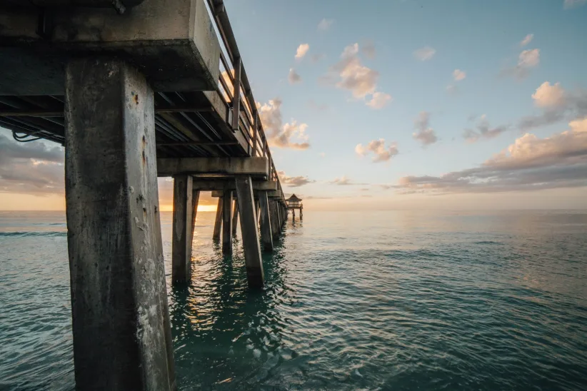 Naples Pier over calm Gulf water