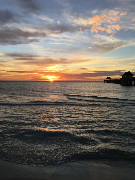 Sunset over the Gulf of Mexico at the Naples Pier